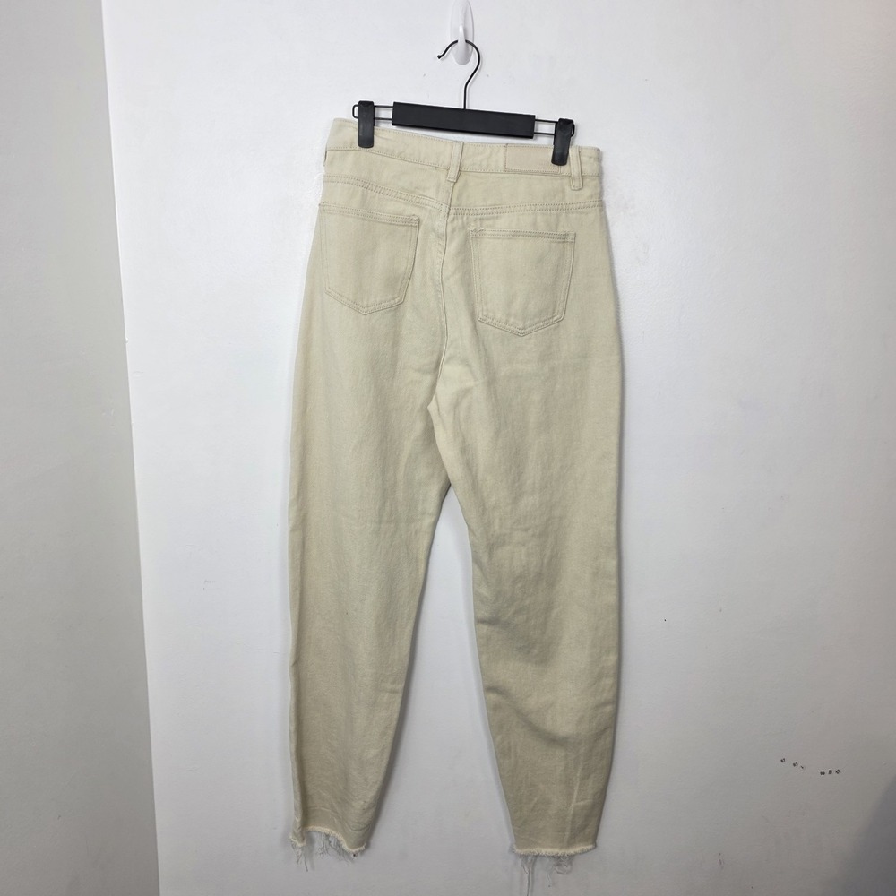 Nasty Gal Cream Tapered Straight Grunge High Waisted Front Seams Jeans Size 6 View 6
